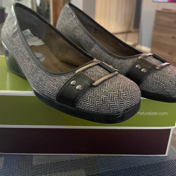 Round Toe Houndstooth Brown Casual Slip On Aerosols Fabric Upper - Picture 4 of 8